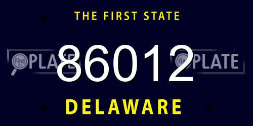 86012 Delaware License Plate