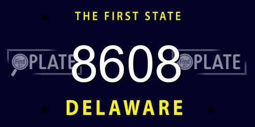 8608 Delaware License Plate