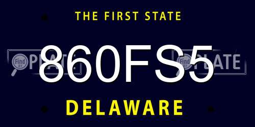 860FS5 Delaware License Plate
