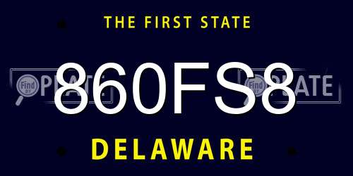 860FS8 Delaware License Plate