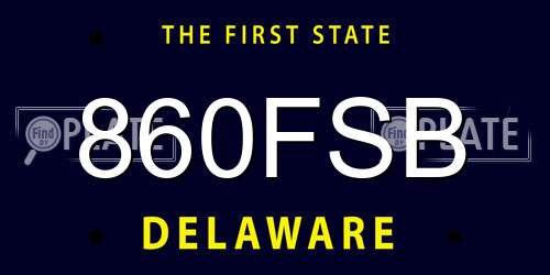 860FSB Delaware License Plate