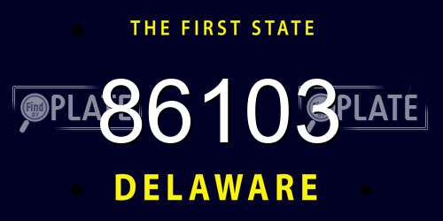 86103 Delaware License Plate