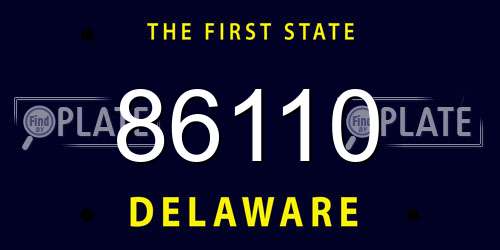 86110 Delaware License Plate