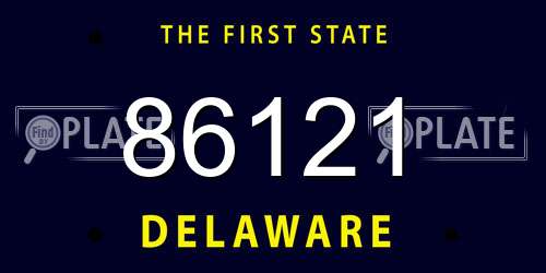 86121 Delaware License Plate