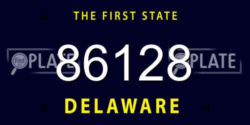 86128 Delaware License Plate