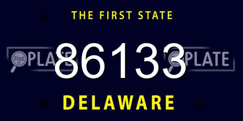 86133 Delaware License Plate