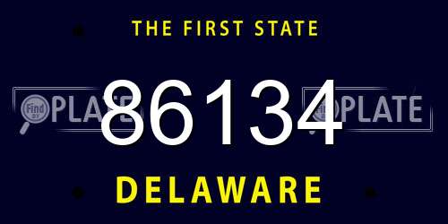 86134 Delaware License Plate