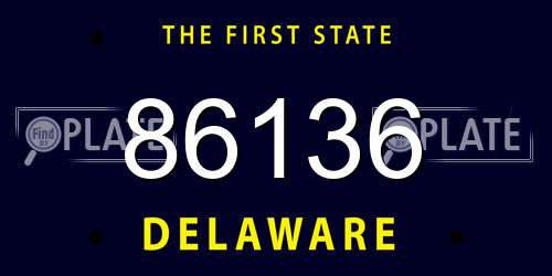 86136 Delaware License Plate