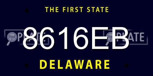8616EB Delaware License Plate