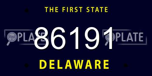 86191 Delaware License Plate