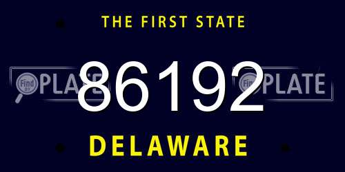 86192 Delaware License Plate