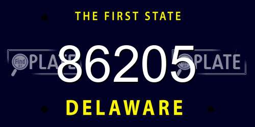 86205 Delaware License Plate