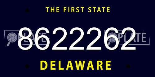 8622262 Delaware License Plate
