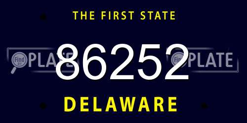86252 Delaware License Plate