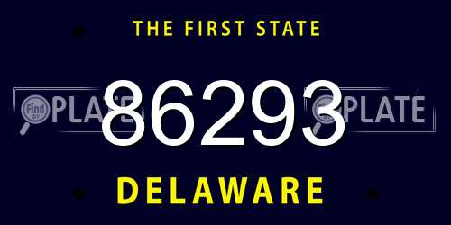 86293 Delaware License Plate