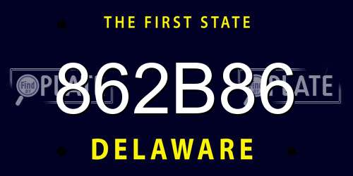 862B86 Delaware License Plate
