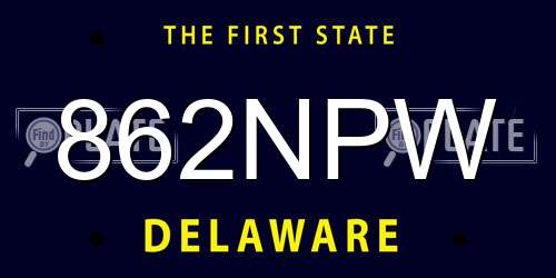 862NPW Delaware License Plate