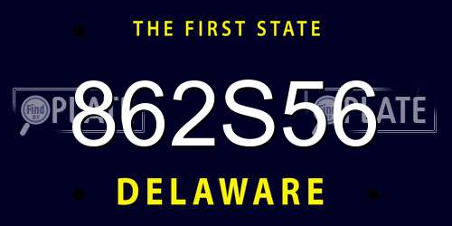 862S56 Delaware License Plate