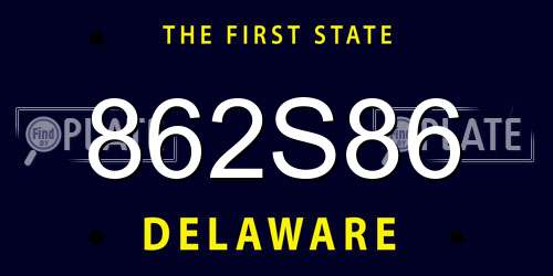 862S86 Delaware License Plate