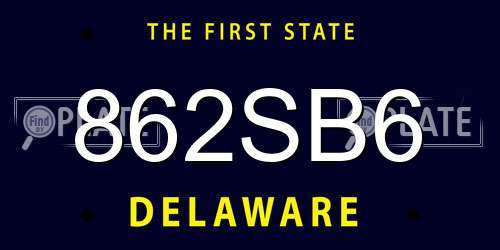 862SB6 Delaware License Plate