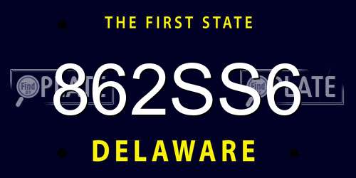862SS6 Delaware License Plate
