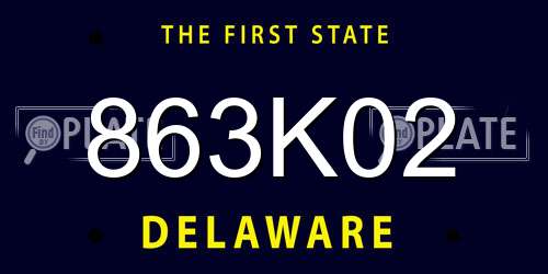 863K02 Delaware License Plate