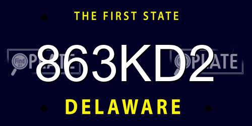 863KD2 Delaware License Plate