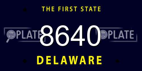 8640 Delaware License Plate