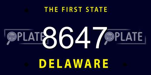 8647 Delaware License Plate