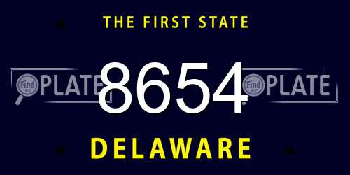 8654 Delaware License Plate