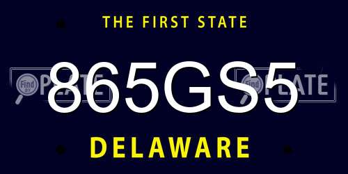 865GS5 Delaware License Plate
