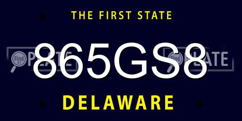 865GS8 Delaware License Plate