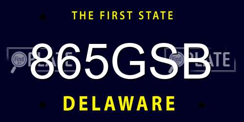 865GSB Delaware License Plate