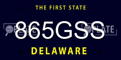 865GSS Delaware License Plate