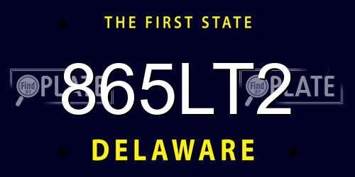 865LT2 Delaware License Plate