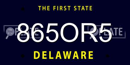 865OR5 Delaware License Plate