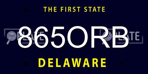 865ORB Delaware License Plate