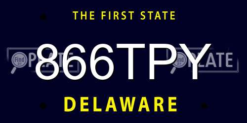 866TPY Delaware License Plate