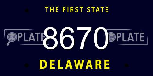 8670 Delaware License Plate
