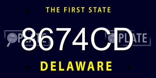 8674CD Delaware License Plate