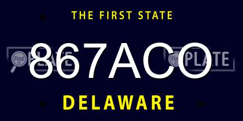 867ACO Delaware License Plate