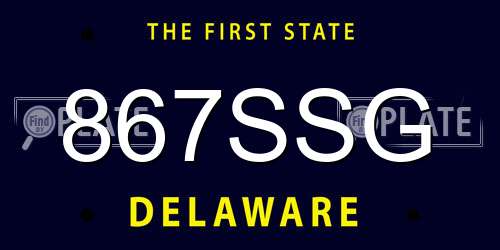 867SSG Delaware License Plate