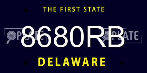 8680RB Delaware License Plate