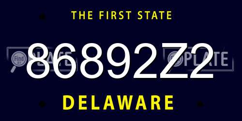 86892Z2 Delaware License Plate