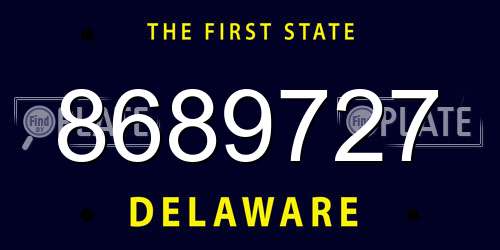 8689727 Delaware License Plate