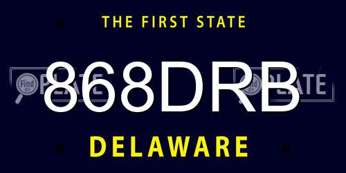 868DRB Delaware License Plate