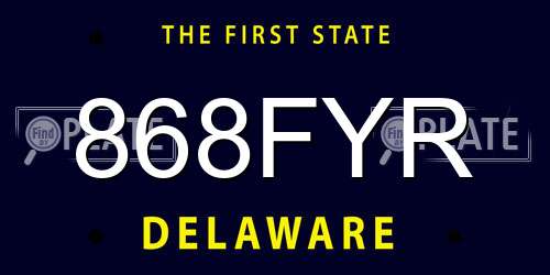868FYR Delaware License Plate