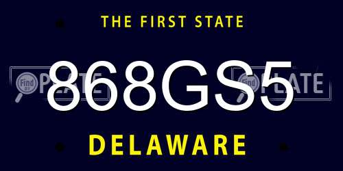 868GS5 Delaware License Plate
