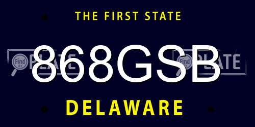 868GSB Delaware License Plate