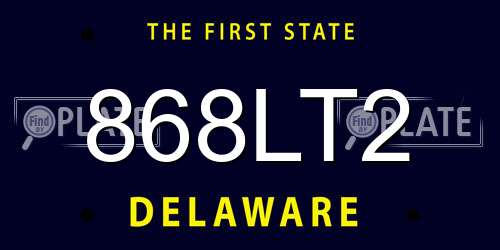 868LT2 Delaware License Plate